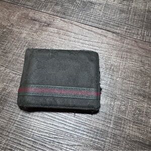 Gucci Black Card Holder with Red and Green Stripe
